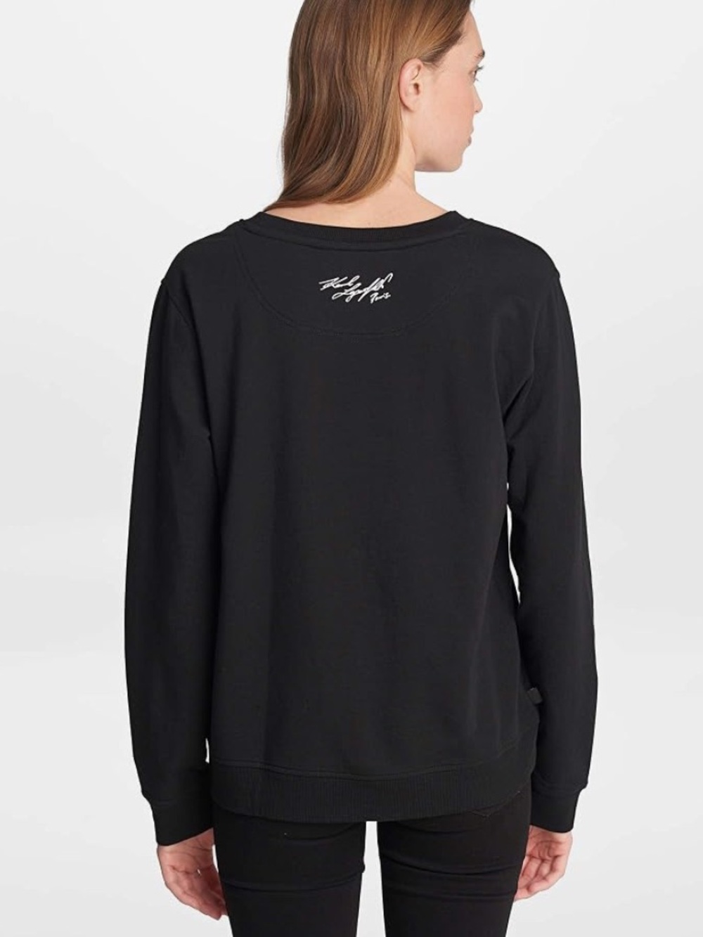 Karl Lagerfeld Black Crewneck Sweatshirt with Signature Cartoon Graphic Size M - Picture 3 of 14